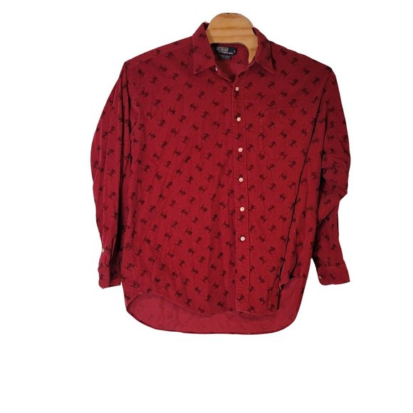 Polo Ralph Lauren Lowell‎ Sport Corduroy Shirt Button Up Skier Print Size XXL - Picture 2 of 5